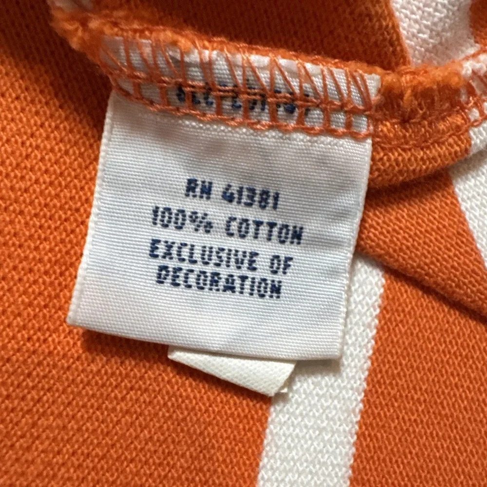 Polo Ralph Lauren Polo Shirt Men's XL‎ Orange White Striped Blue Pony